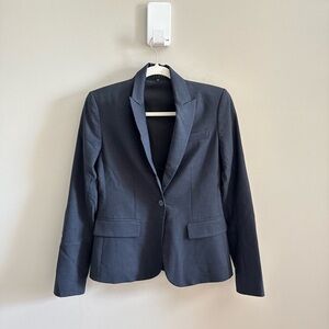 Theory • Gabe B Tailor Blazer Wool Blend Navy Blue Career Office Stretch Size 00